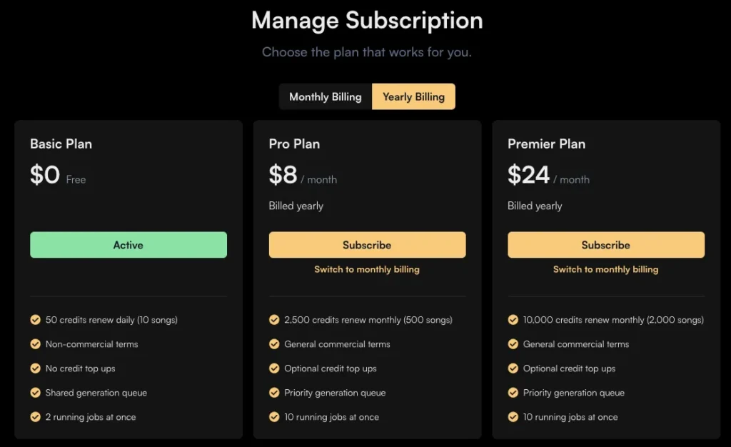 What are the benefits of upgrading to a suno ai Pro or Premier plan for commercial use? 2 suno ai pricing plan