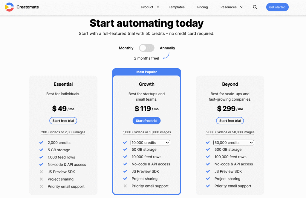 Creatomate pricing Creatomate pricing