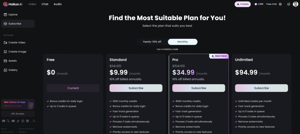 hailuoai Pricing hailuoai Pricing