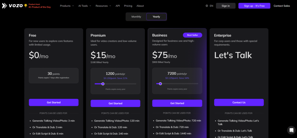 vozo Pricing