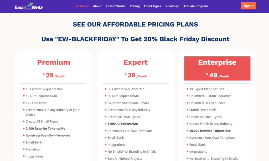 EmailWritr Pricing EmailWritr Pricing