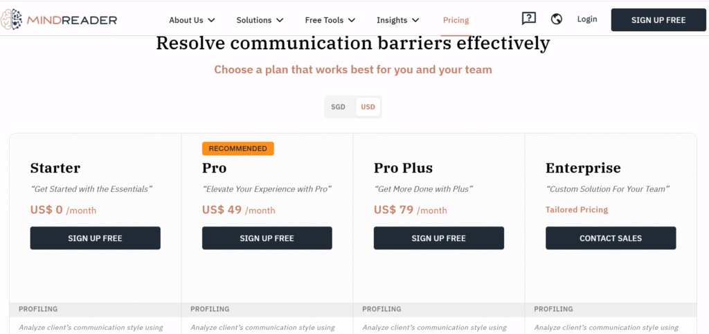 Mindreader Pricing Mindreader Pricing