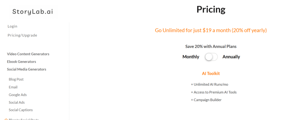 StoryLab.ai Pricing StoryLab.ai Pricing