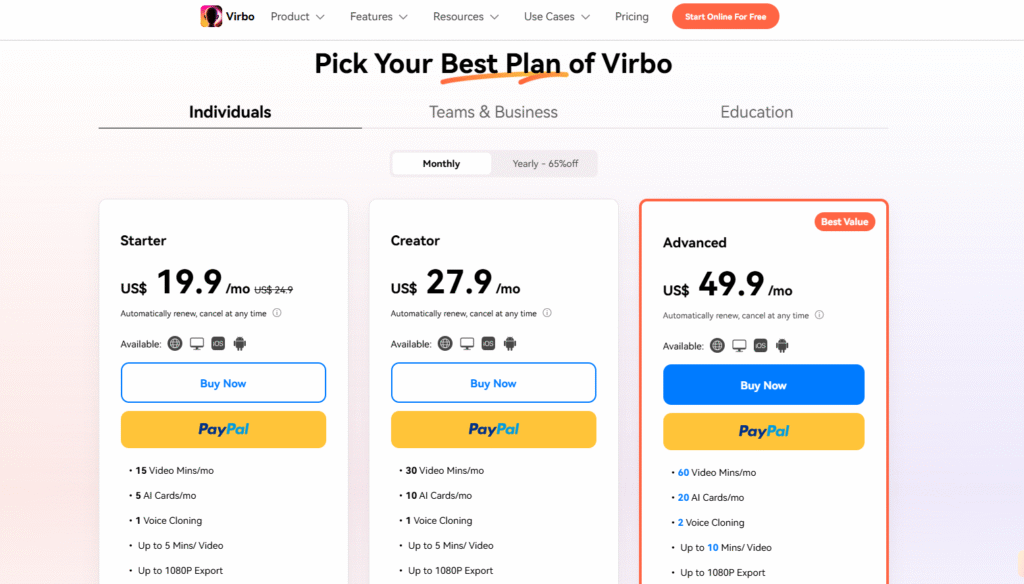 Wondershare Virbo Pricing Wondershare Virbo Pricing